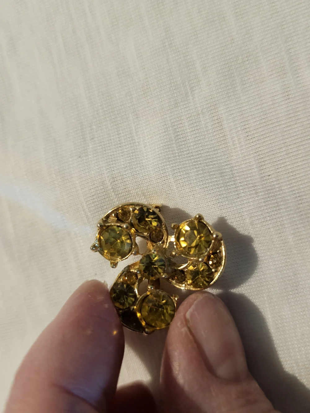 Vintage Gold-Tone Yellow Crystal Floral Brooch - Women Jewelry